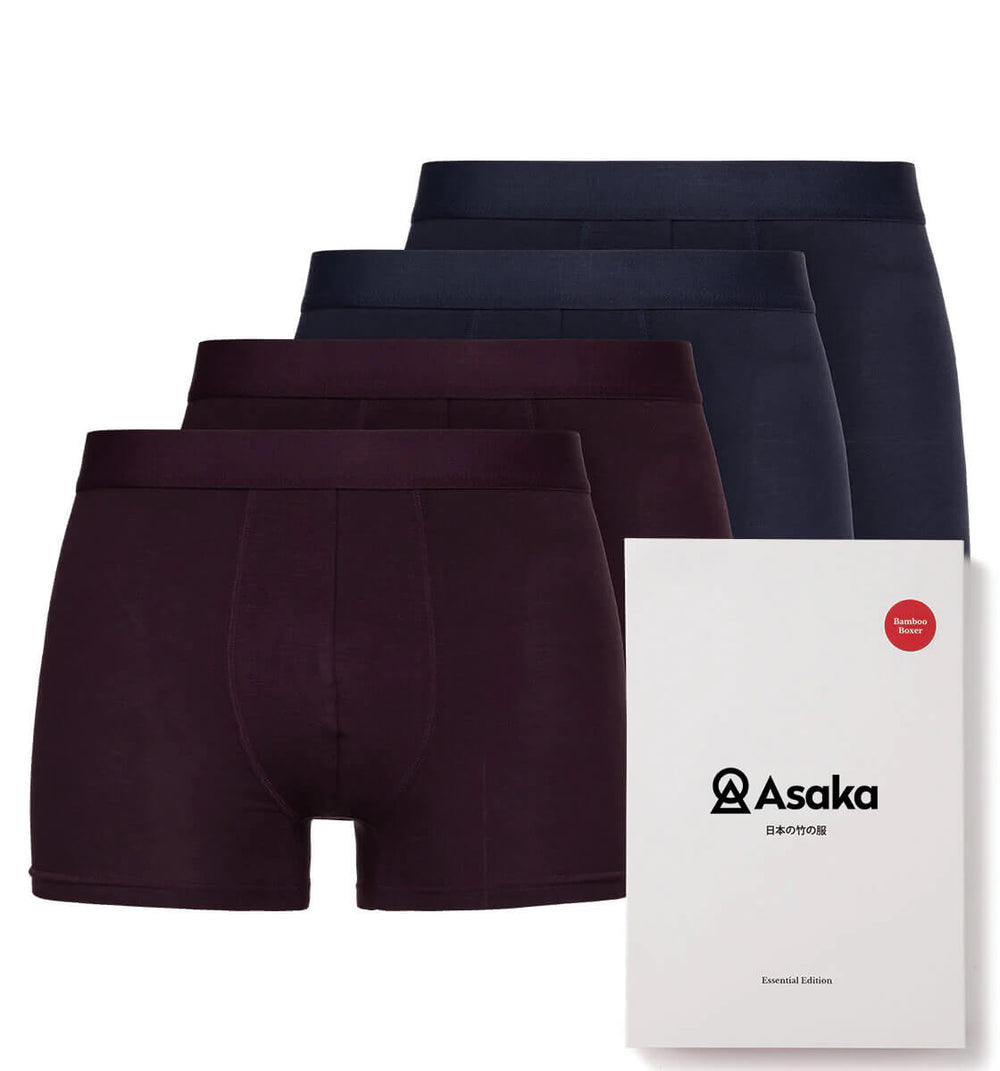 Asaka 4er-Pack Boxershorts Bambus Bordeaux & Navy – Sockstock®
