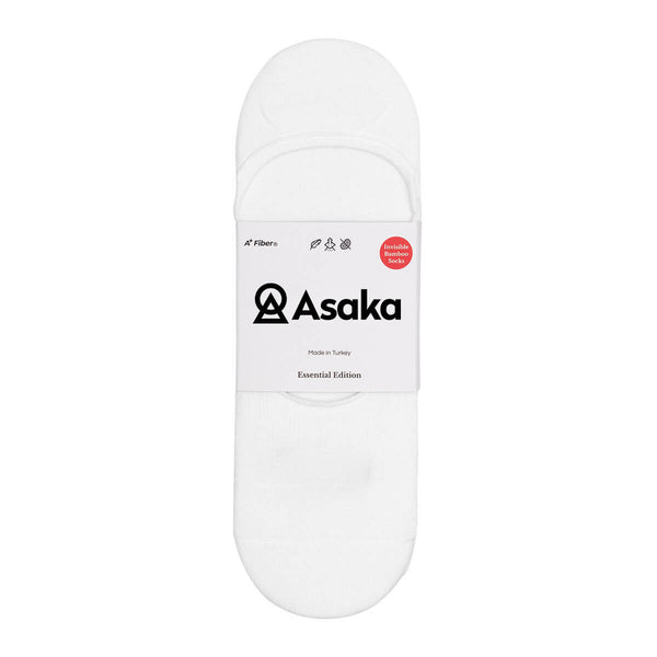 Asaka 12er-Pack Invisible Socks Bambus Weiß A+ Fiber®