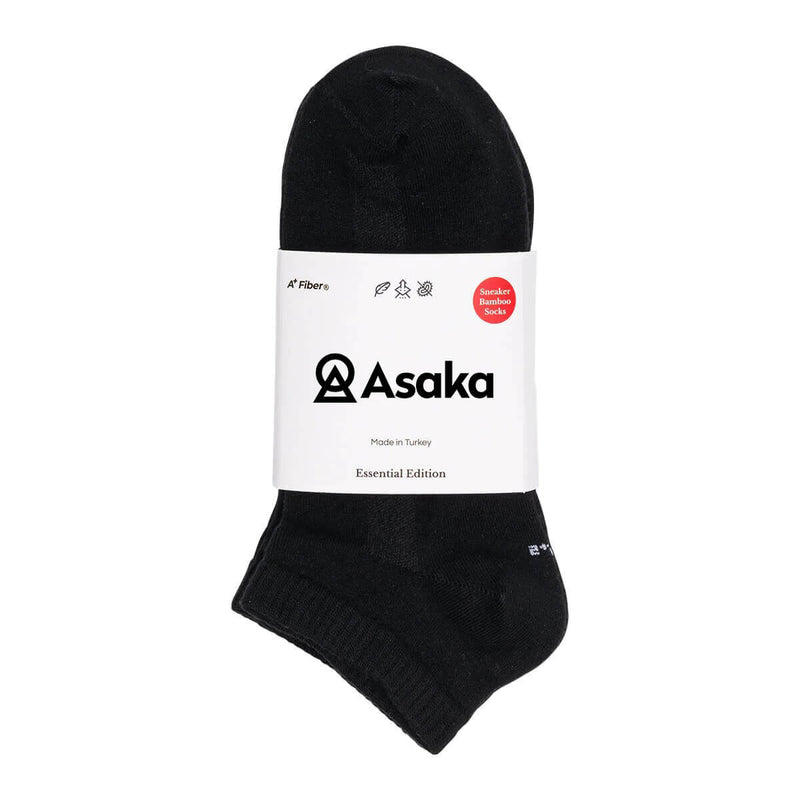 Asaka 12er-Pack Sneakersocken Bambus Schwarz A+ Fiber®