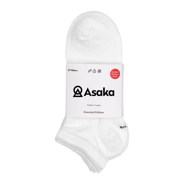 Asaka 12er-Pack Sneakersocken Bambus Weiß A+ Fiber®