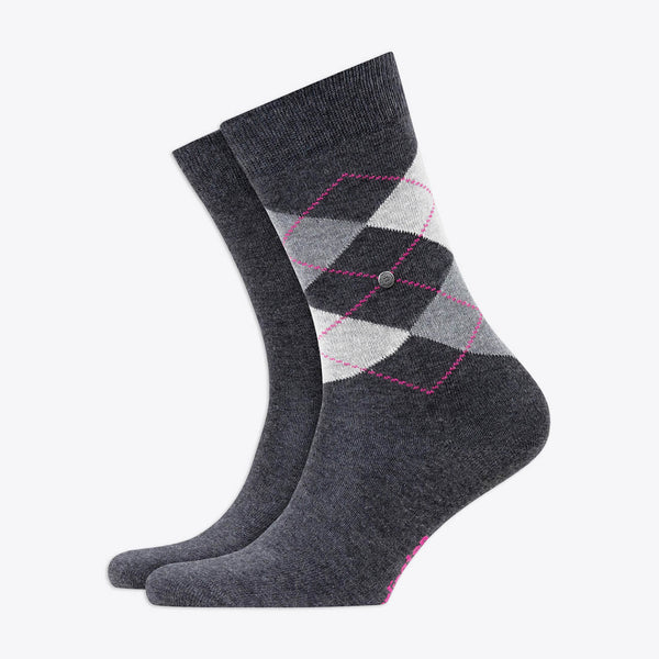 Burlington women's socks set of 2 Everyday Mix diamonds anthracite &amp; grey