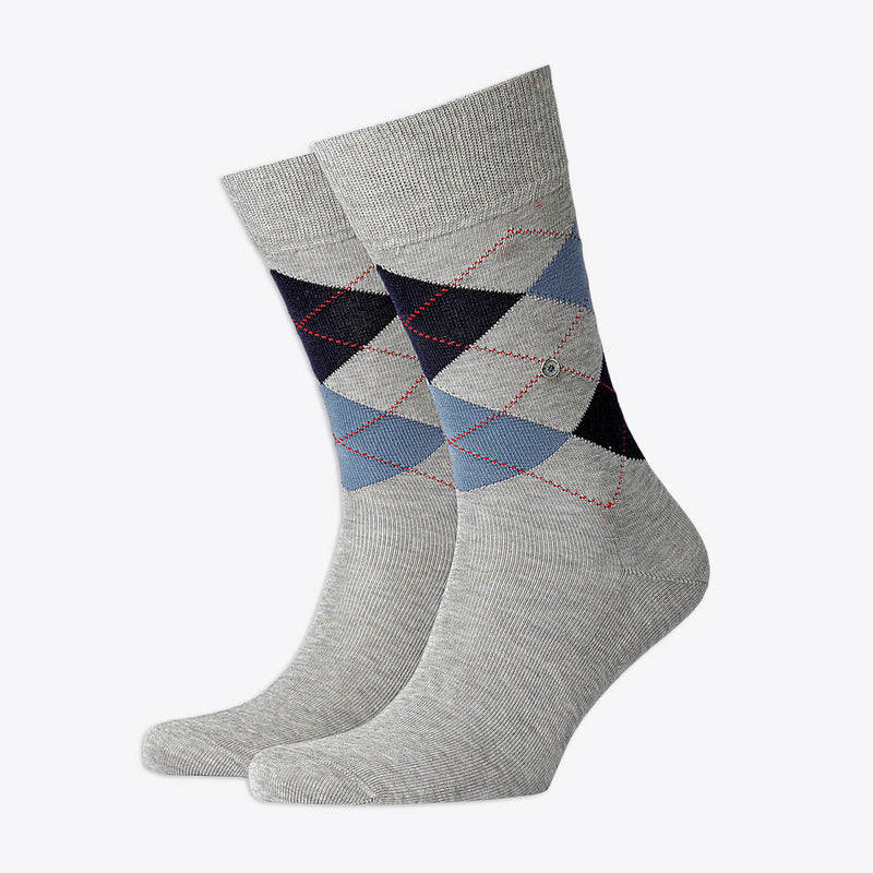 Burlington men's socks Manchester diamond gray &amp; light blue