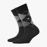 Burlington Marlybone women's socks argyle pattern black &amp; grey