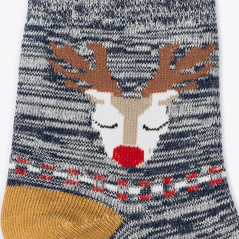 Set of 4 women's socks reindeer design mottled grey