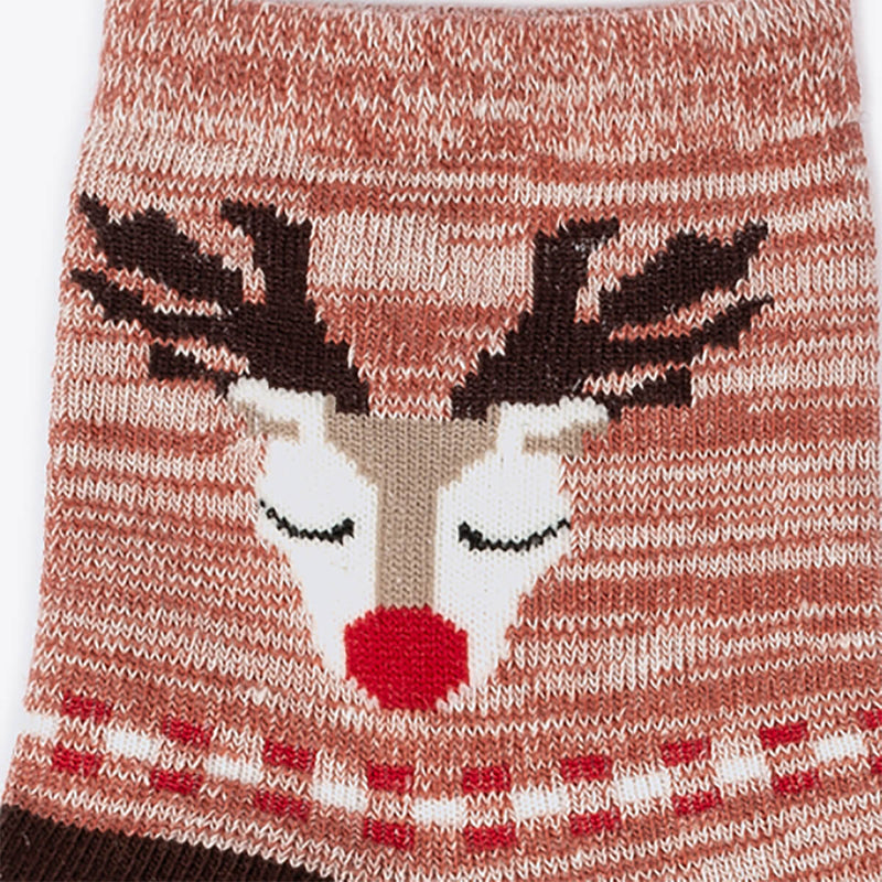 Pack of 4 women's socks reindeer motif pink mottled