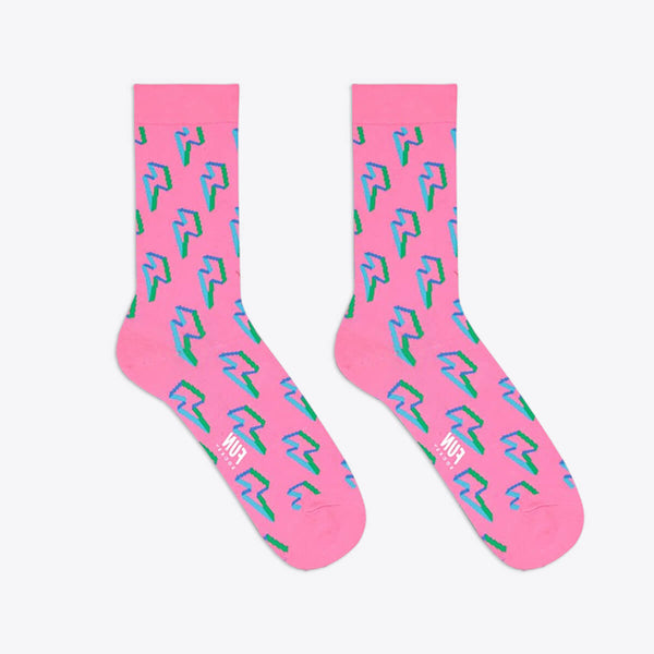 Fun Socks Damensocken rosa Blitze