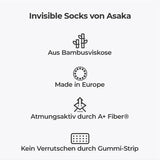 Asaka 6er-Pack Invisible Socks Bambus Weiß A+ Fiber®