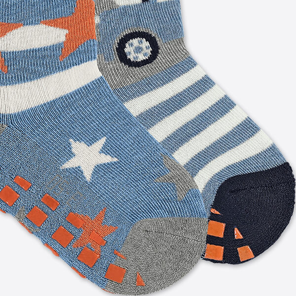 Sterntaler 2-pack ABS baby socks tow truck motif stars blue gray boys