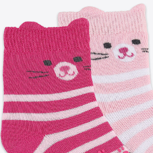 Sterntaler 2-pack ABS baby socks cat motif pink pink striped girls
