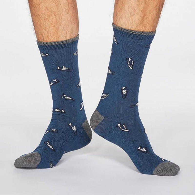 Thought men's socks bamboo pattern sneaker blue