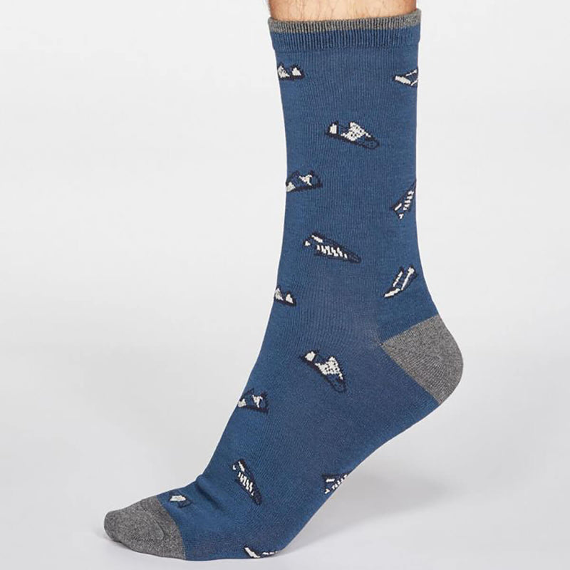 Thought men's socks bamboo pattern sneaker blue