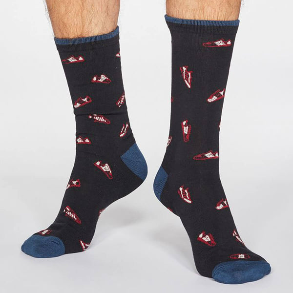 Thought men's socks bamboo pattern sneaker black