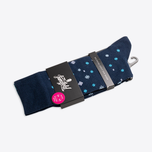 Von Jungfeld men's socks dark blue with a snowflake pattern
