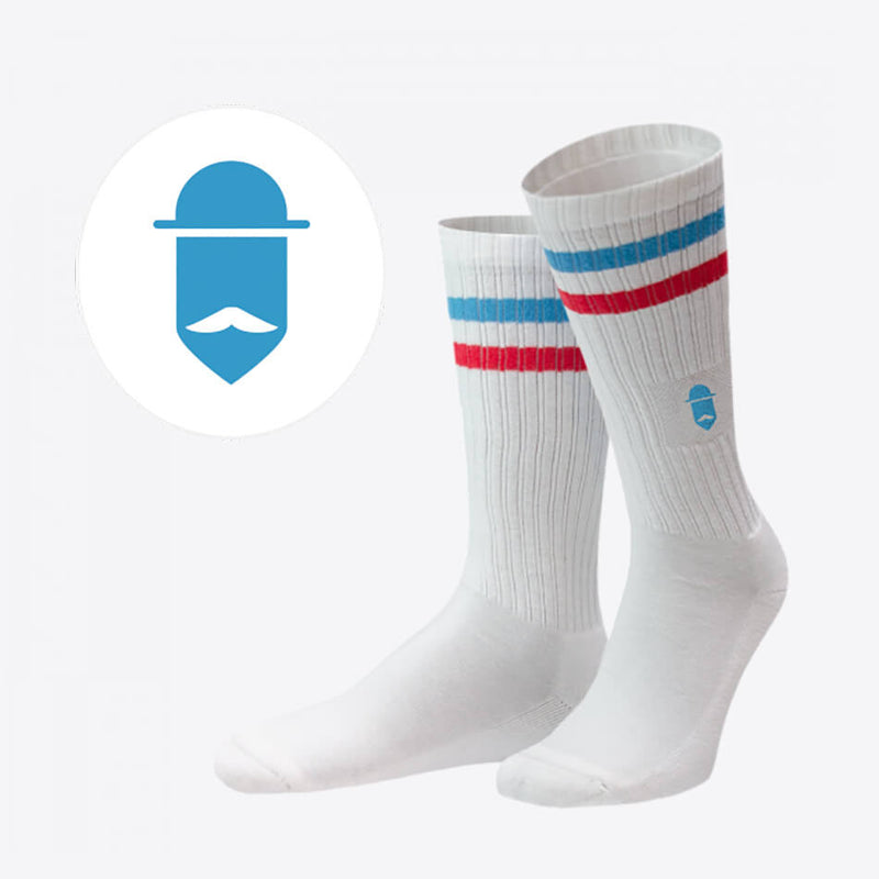 Von Jungfeld retro men's tennis socks design logo blue